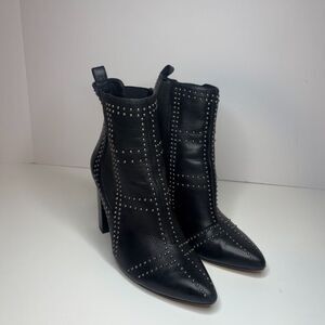 Vince Camuto Basila Studded Leather Ankle Boots Booties Womens Designer Western